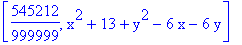 [545212/999999, x^2+13+y^2-6*x-6*y]